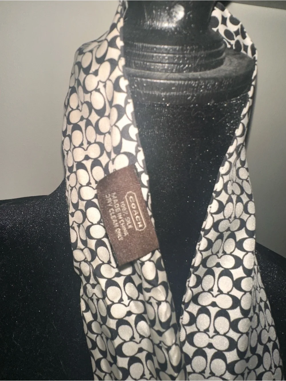 Coach Black and White Signature Dot Scarf